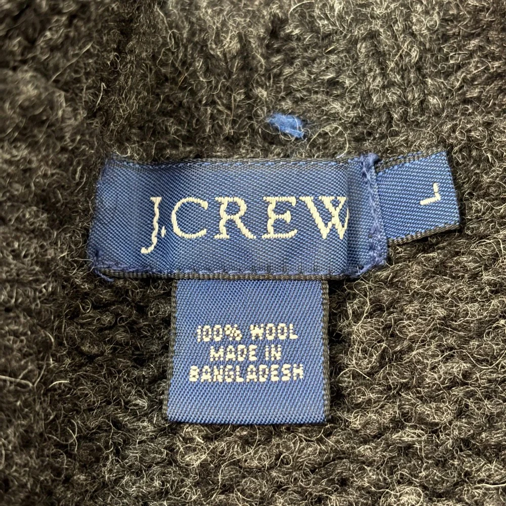 Vintage y2k J.Crew 100% Wool Sweater Mens Sz L Gray Cozy Casual Winter
